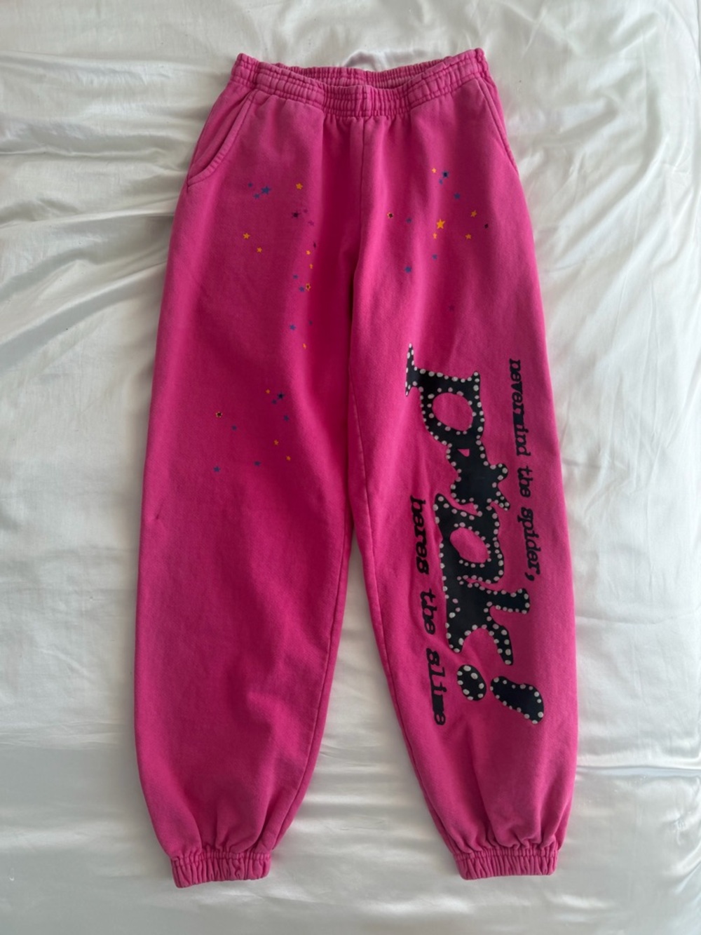 Spyder Hot Pink Joggers with Black Logo and Multicolor Stars